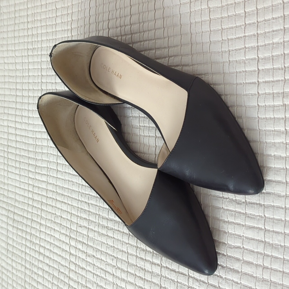 Cole Haan Black Leather D'Orsay Flats